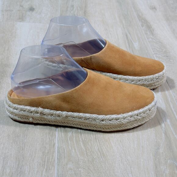 VINCE Ulla Espadrille Fall Tan Suede Platform Mules Slip On Size 7 - Picture 2 of 9